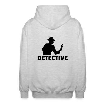 Detective - Unisex Hooded Jacket - light heather grey - Back - AI Model Male 185 light (185cm)