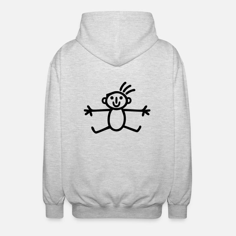 Strichmännchen Junge - Unisex Kapuzenjacke - Hellgrau meliert