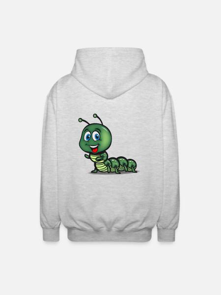 raupe süss kind - Unisex Kapuzenjacke - Hellgrau meliert