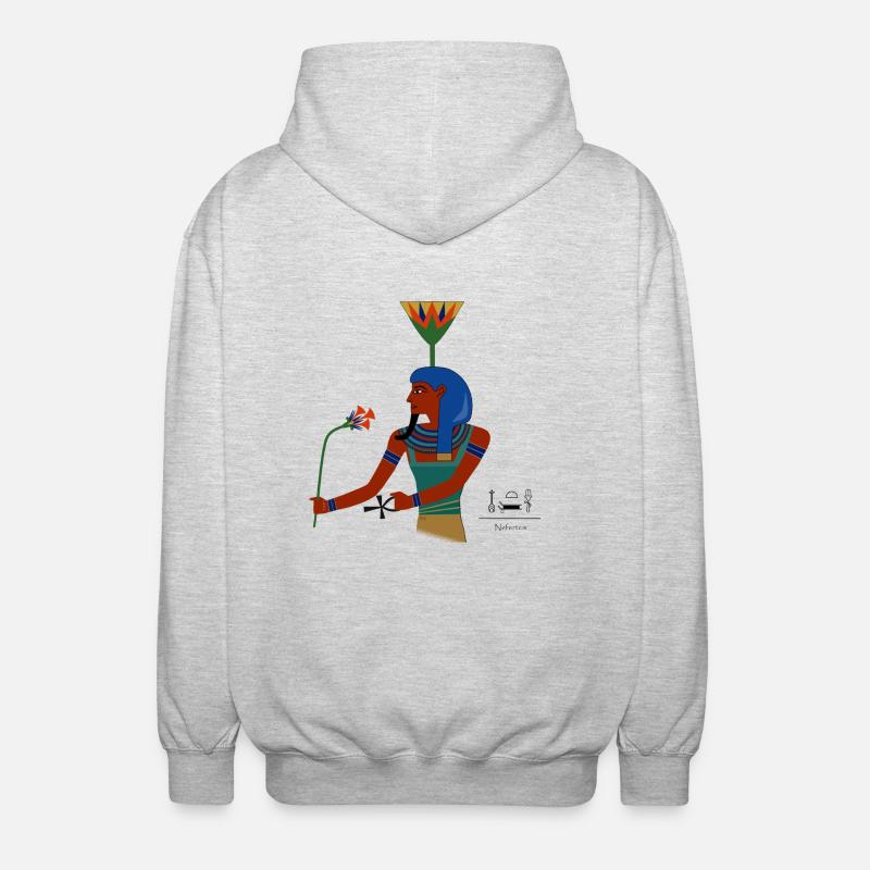 Nefertem I ancient Egyptian deity - Unisex Hooded Jacket - light heather grey