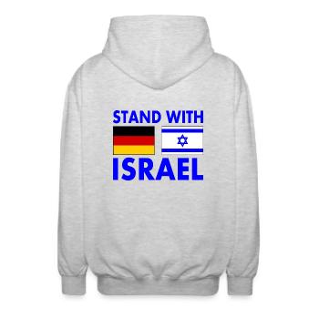 Israel - Veste à capuche unisexe - gris clair chiné - Dos - AI Model Male 185 light (185cm)