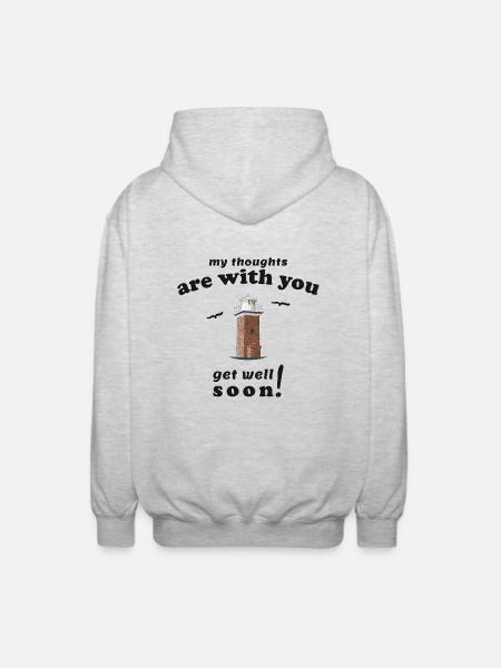 Get well soon, Heiligenhafen lighthouse, Baltic Sea - Unisex Hooded Jacket - light heather grey