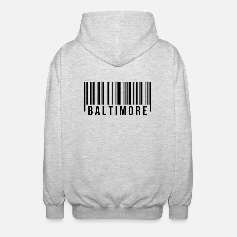 Baltimore Strichcode - Unisex Kapuzenjacke - Hellgrau meliert