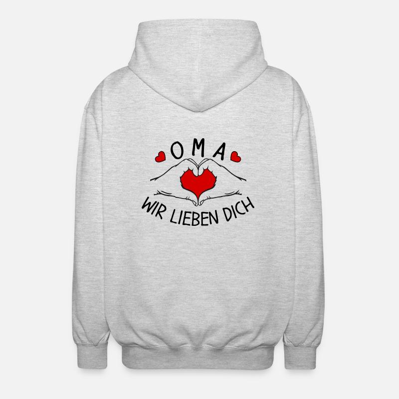 Oma wir lieben Dich - Unisex Kapuzenjacke - Hellgrau meliert