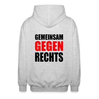 gemeinsam gegen rechts - Unisex Kapuzenjacke - Hellgrau meliert - Hinten - AI Model Male 185 light (185cm)