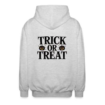 Trick or Treat - Unisex Kapuzenjacke - Hellgrau meliert - Hinten - AI Model Male 185 light (185cm)