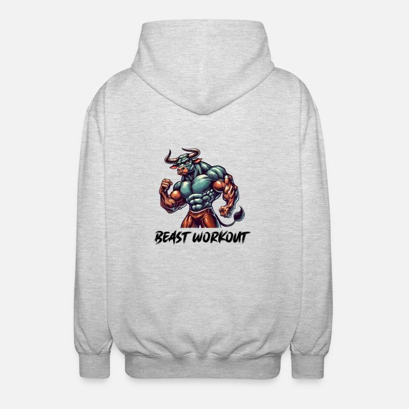 Stier Beast Workout - Unisex Kapuzenjacke - Hellgrau meliert