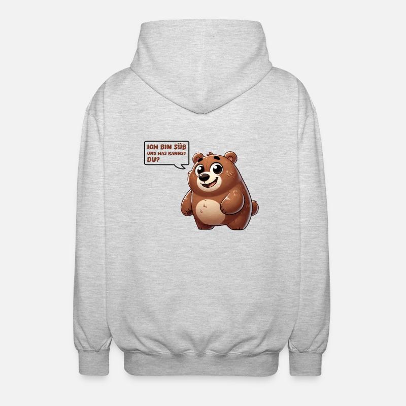 Ours Bande dessinée Mignon - Veste à capuche unisexe - gris clair chiné