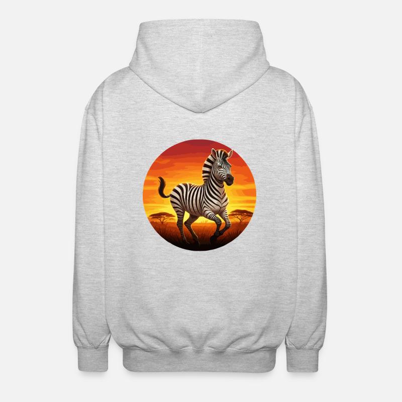 Zèbre au lever du soleil - Veste à capuche unisexe - gris clair chiné