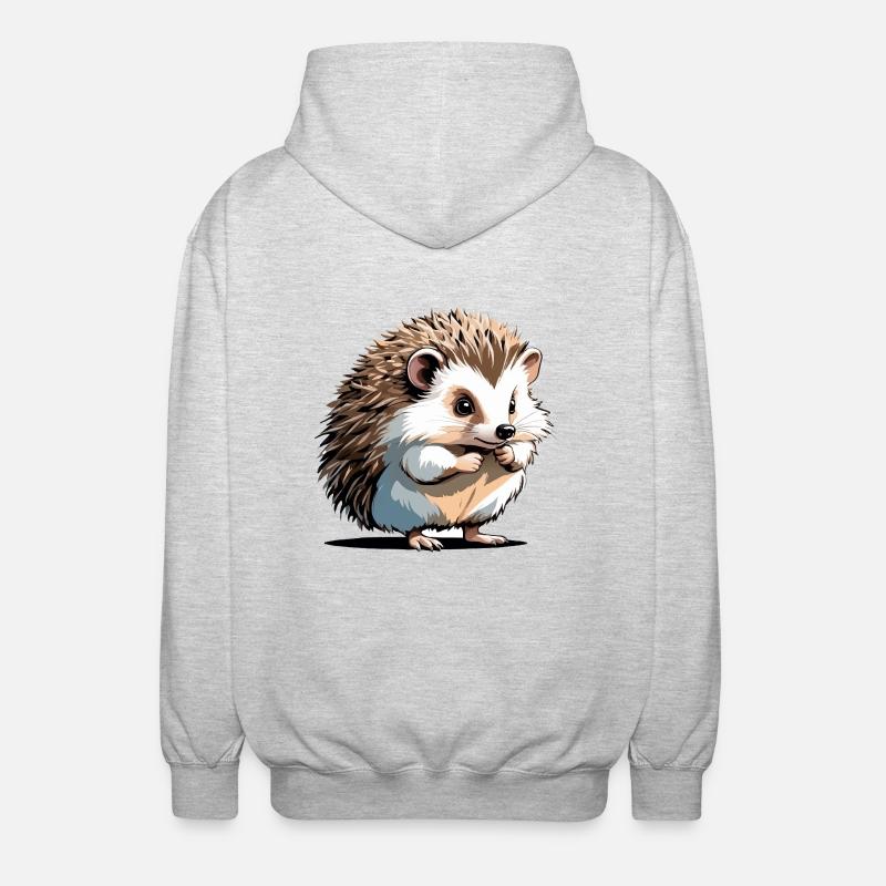 hérisson - Autocollant animal mignon - Veste à capuche unisexe - gris clair chiné
