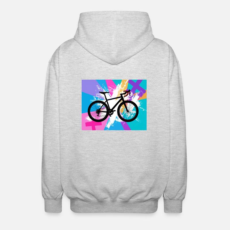 illustration,mountain bike,road bike,graffiti,pink - Unisex Hooded Jacket - light heather grey