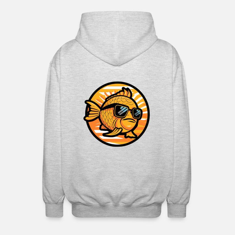 Poisson rouge Bande dessinée Cool - Veste à capuche unisexe - gris clair chiné