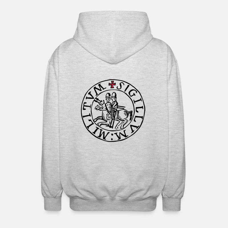 templar knights seal - Unisex Kapuzenjacke - Hellgrau meliert
