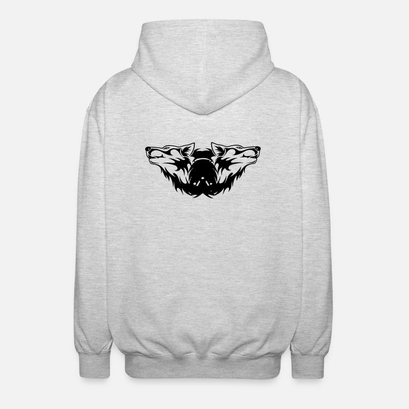 Double-Wolf Logo - Veste à capuche unisexe - gris clair chiné