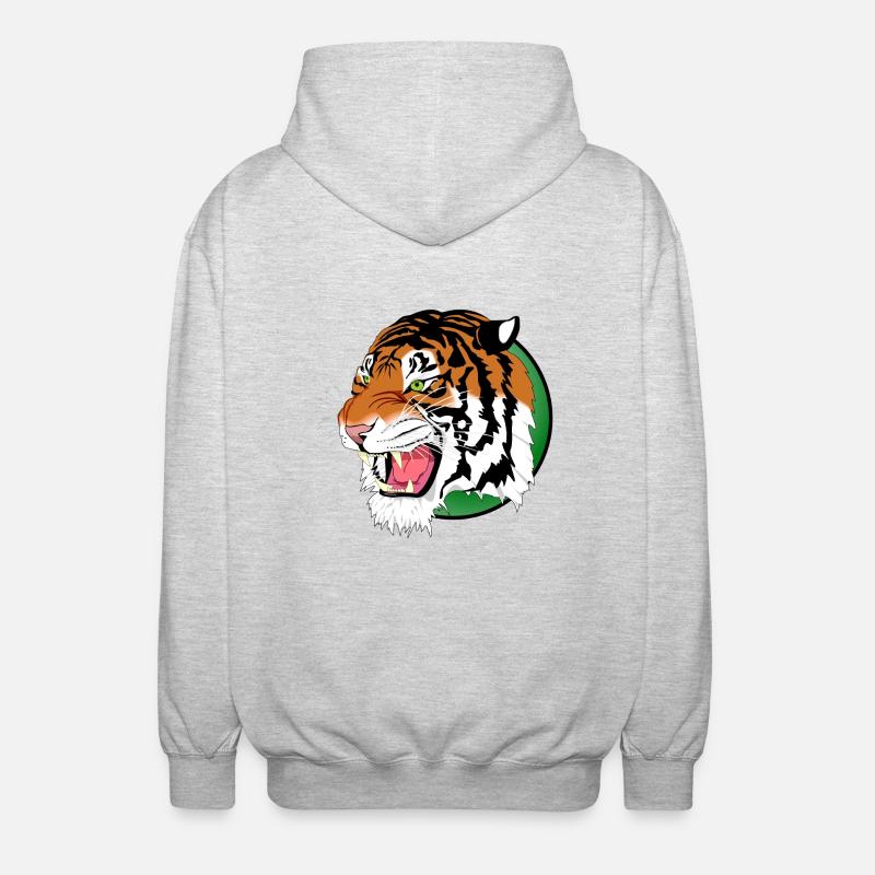 Löwe Tiger Leopard Raubtier - Unisex Kapuzenjacke - Hellgrau meliert
