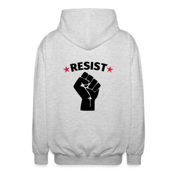 Faust Widerstand Protest - Unisex Kapuzenjacke - Hellgrau meliert - Hinten - AI Model Male 185 light (185cm)