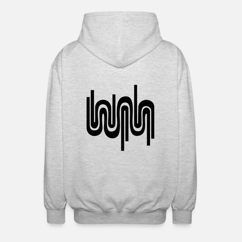 Abstract wave / 70s pattern - Unisex Hooded Jacket - light heather grey