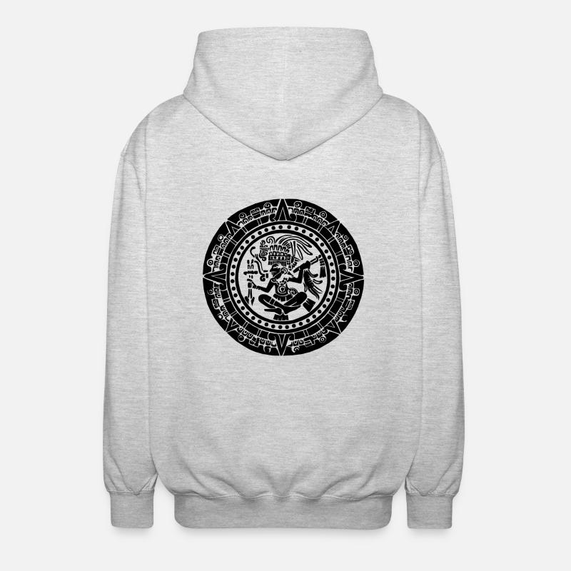 Maya-Kalender - Schwarz - Unisex Kapuzenjacke - Hellgrau meliert