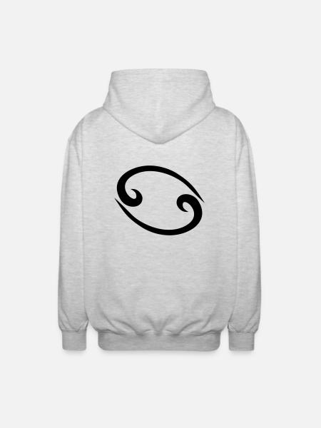 Kræft 2 glyph tegn i dyrekredsen symbol - Unisex hættejakke. - lysegrå meleret