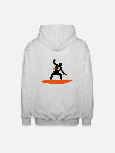 A manager surfs the office - Unisex Hooded Jacket - light heather grey