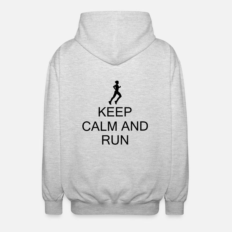 keep Calm and Run - Unisex Kapuzenjacke - Hellgrau meliert