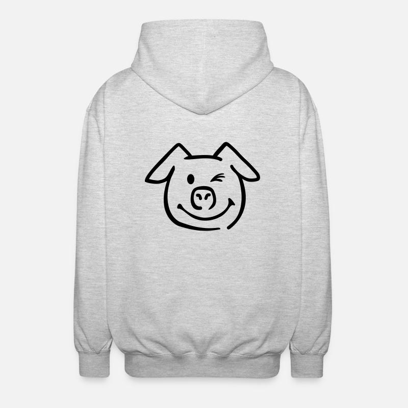 Cochon - Veste à capuche unisexe - gris clair chiné