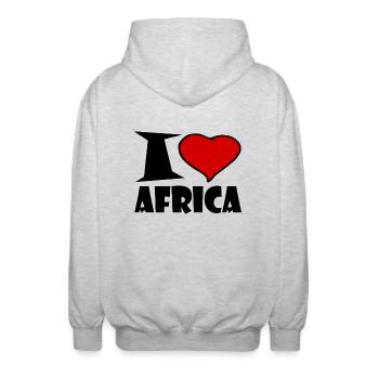 Africa - Africa- I love Africa - Unisex Hooded Jacket - light heather grey - Back - AI Model Male 185 light (185cm)