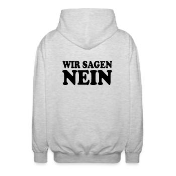Wir sagen nein - Unisex Kapuzenjacke - Hellgrau meliert - Hinten - AI Model Male 185 light (185cm)