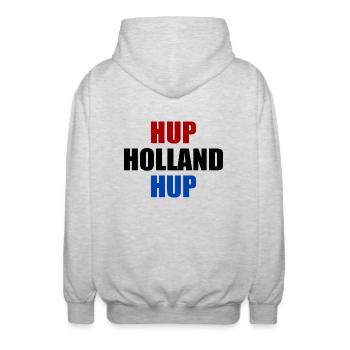Hup holland hup - Unisex Kapuzenjacke - Hellgrau meliert - Hinten - AI Model Male 185 light (185cm)