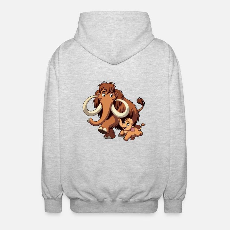 Mammutmutter und Kind - Unisex Kapuzenjacke - Hellgrau meliert