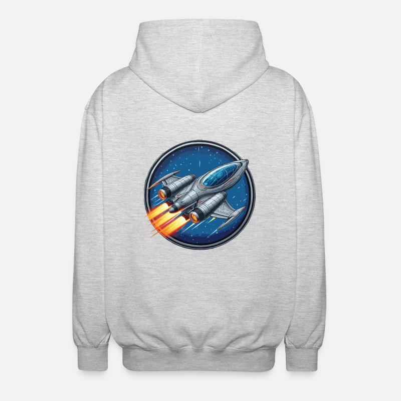 Raumschiff silber klein - Unisex Kapuzenjacke - Hellgrau meliert