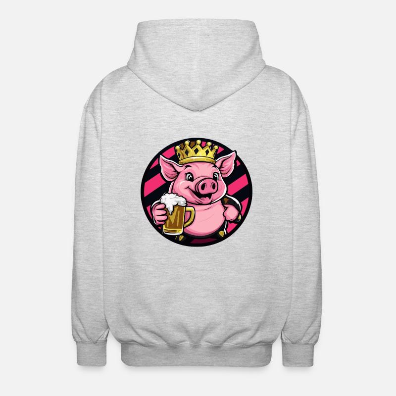 Schwein Bier - Unisex Kapuzenjacke - Hellgrau meliert