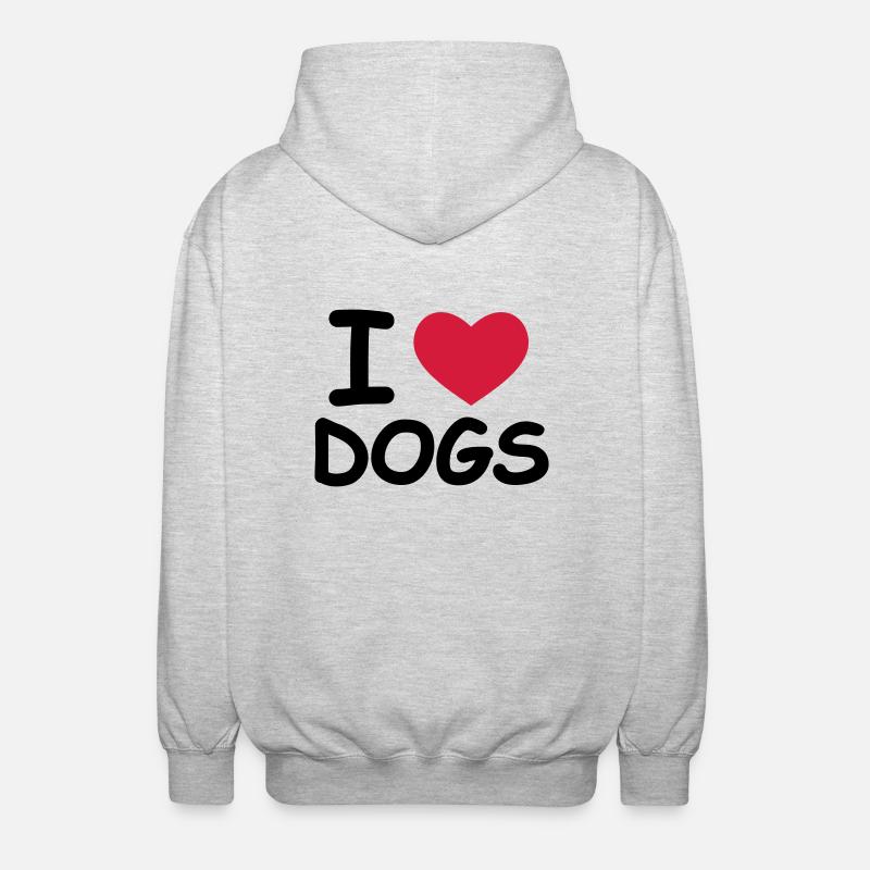 I Love Dogs - Veste à capuche unisexe - gris clair chiné