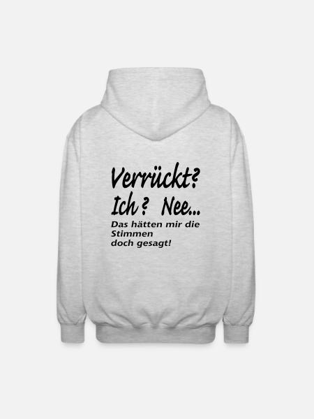 verrückt ich verrückt - Unisex Kapuzenjacke - Hellgrau meliert