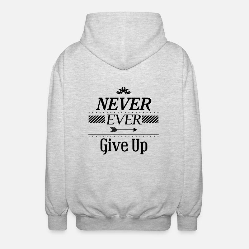 Never ever give up - Unisex Kapuzenjacke - Hellgrau meliert