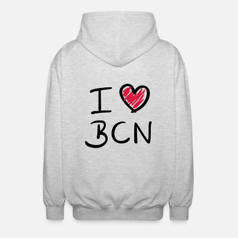 j'aime BCN - Barcelone - Veste à capuche unisexe - gris clair chiné