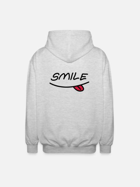 Smiley mouth - Unisex Hooded Jacket - light heather grey