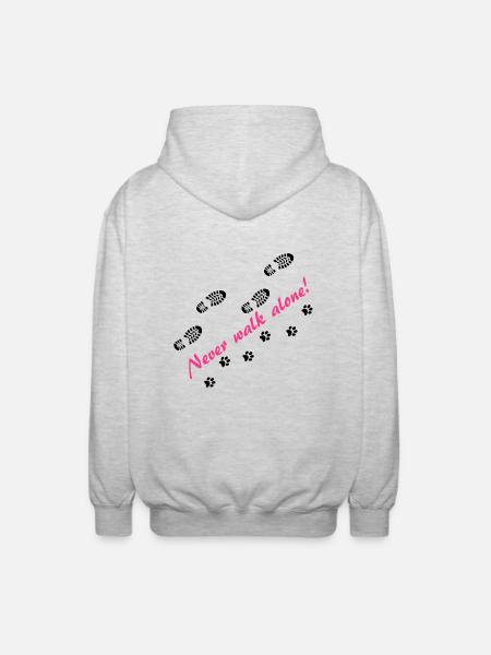 Never walk alone - Unisex Kapuzenjacke - Hellgrau meliert