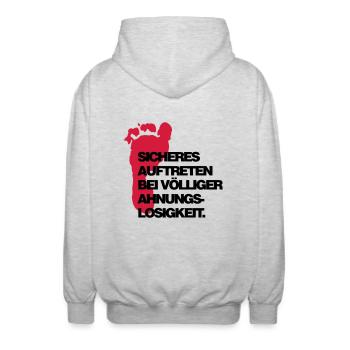 sicheres Auftreten - Unisex Kapuzenjacke - Hellgrau meliert - Hinten - AI Model Male 185 light (185cm)