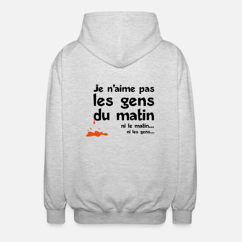 aime pas les gens matin - Veste à capuche unisexe - gris clair chiné