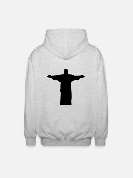jesus_statue - Unisex Hooded Jacket - light heather grey