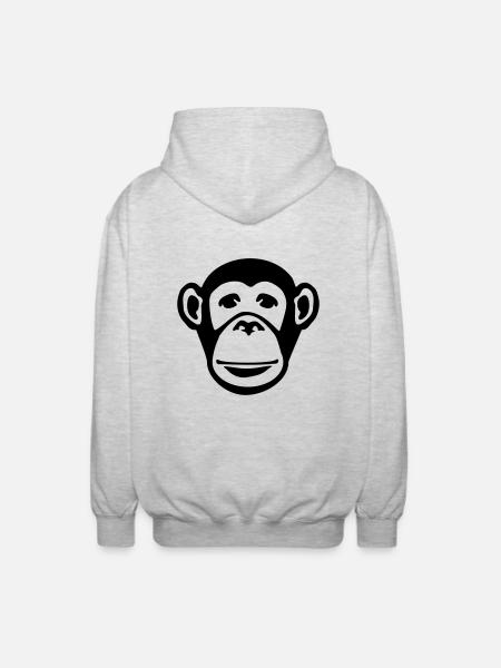 monkey_face_f1 - Unisex Hooded Jacket - light heather grey