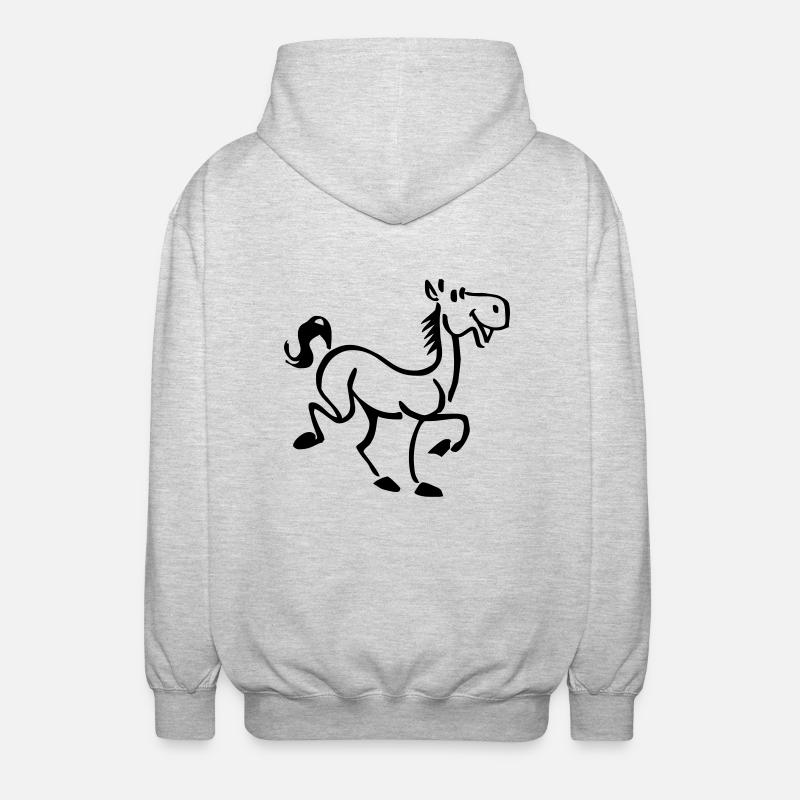 Pferd - Unisex Kapuzenjacke - Hellgrau meliert