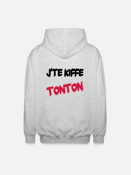 J'te kiffe tonton - Veste à capuche unisexe - gris clair chiné