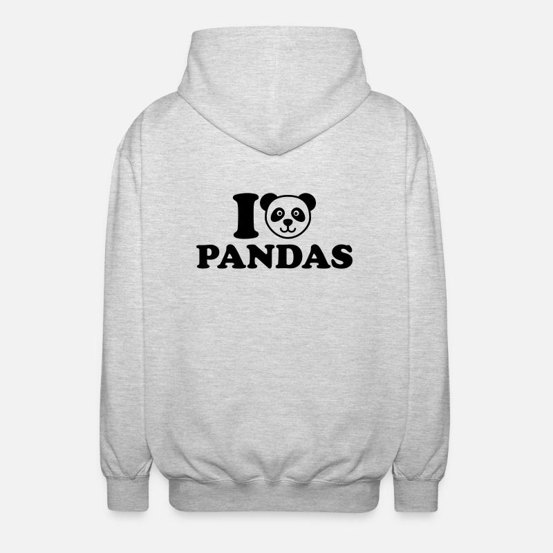 I love Pandas - Veste à capuche unisexe - gris clair chiné