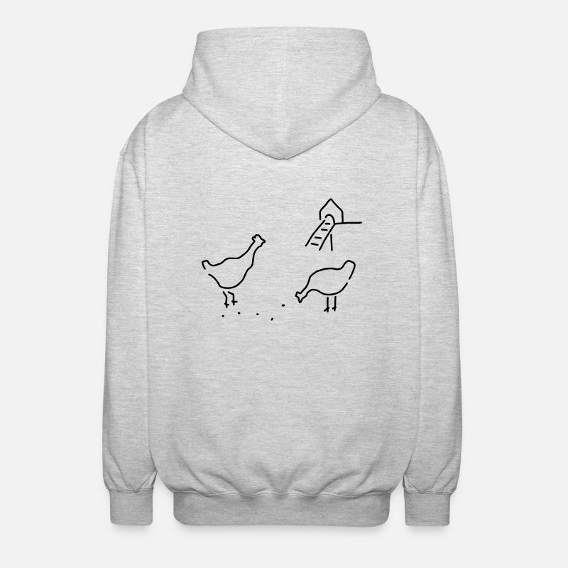 hühner beim picken - Unisex Kapuzenjacke - Hellgrau meliert