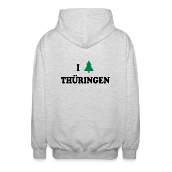 I Love Thüringen - Veste à capuche unisexe - gris clair chiné - Dos - AI Model Male 185 light (185cm)