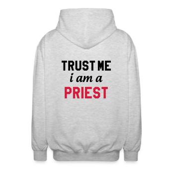 chrétien / prêtre / catholique / religion - Veste à capuche unisexe - gris clair chiné - Dos - AI Model Male 185 light (185cm)