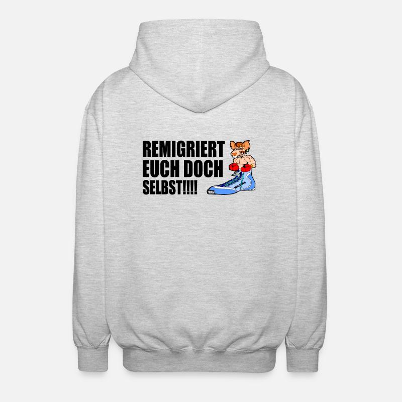 Remigrate yourselves - Unisex Hooded Jacket - light heather grey