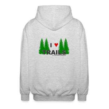 I LOVE Trails - Unisex Kapuzenjacke - Hellgrau meliert - Hinten - AI Model Male 185 light (185cm)